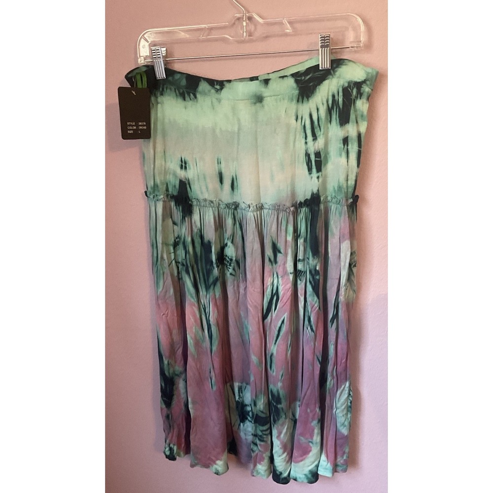 Dimri Teal Purple Tie Dye Midi Hippie Boho Festival Skirt Large - Picture 3 of 3